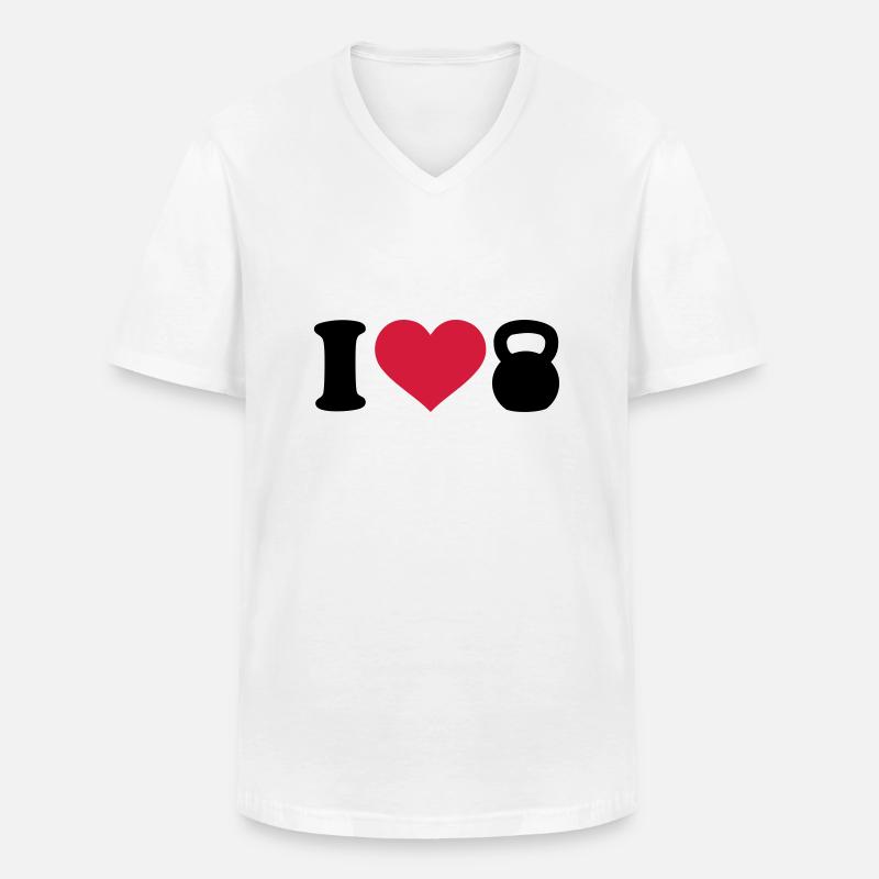 Kettlebell - Männer-T-Shirt mit V-Ausschnitt - Weiß