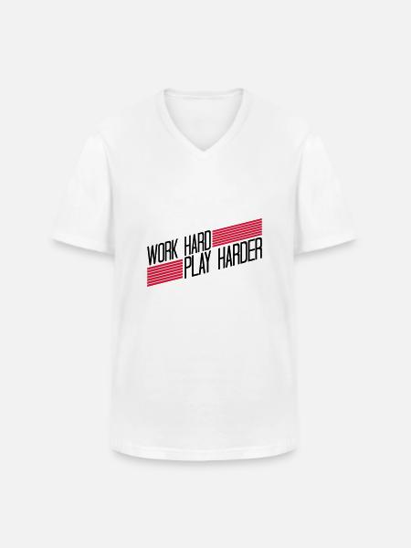 Play Harder logo - Men's V-Neck T-Shirt - white