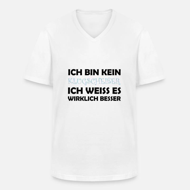 bin_kein_klugscheisser_02 - Männer-T-Shirt mit V-Ausschnitt - Weiß