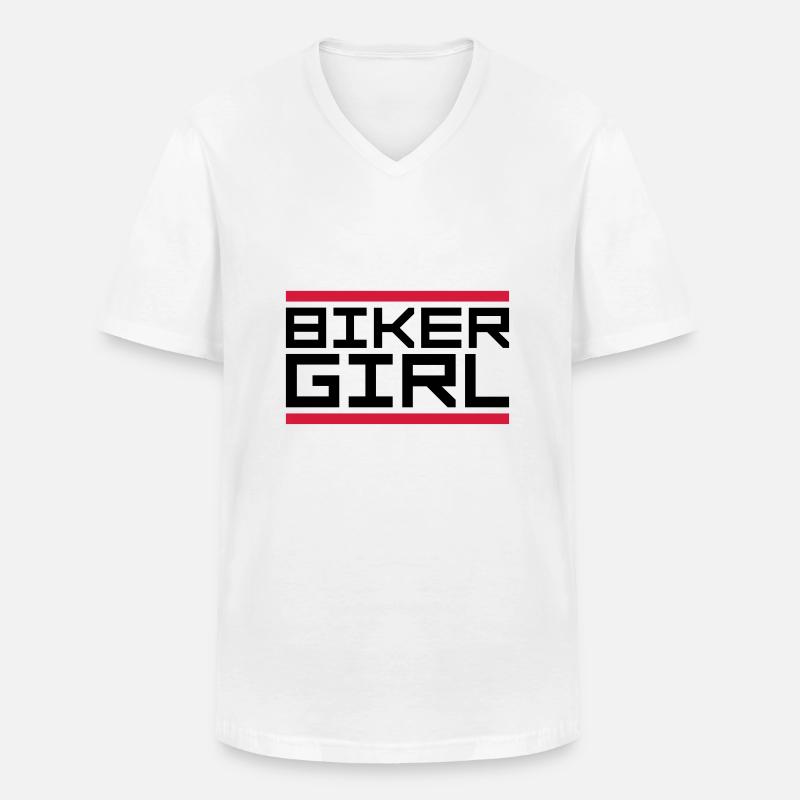 Balken Logo Biker - Männer-T-Shirt mit V-Ausschnitt - Weiß