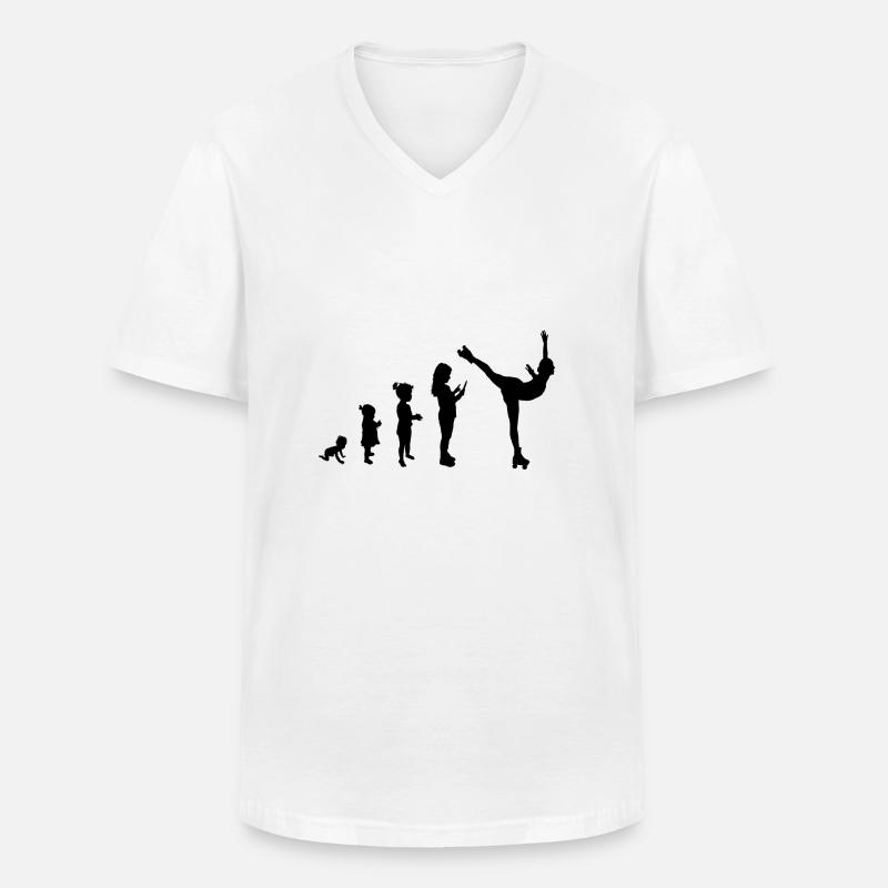 Evolution roller skating 1 - Männer-T-Shirt mit V-Ausschnitt - Weiß