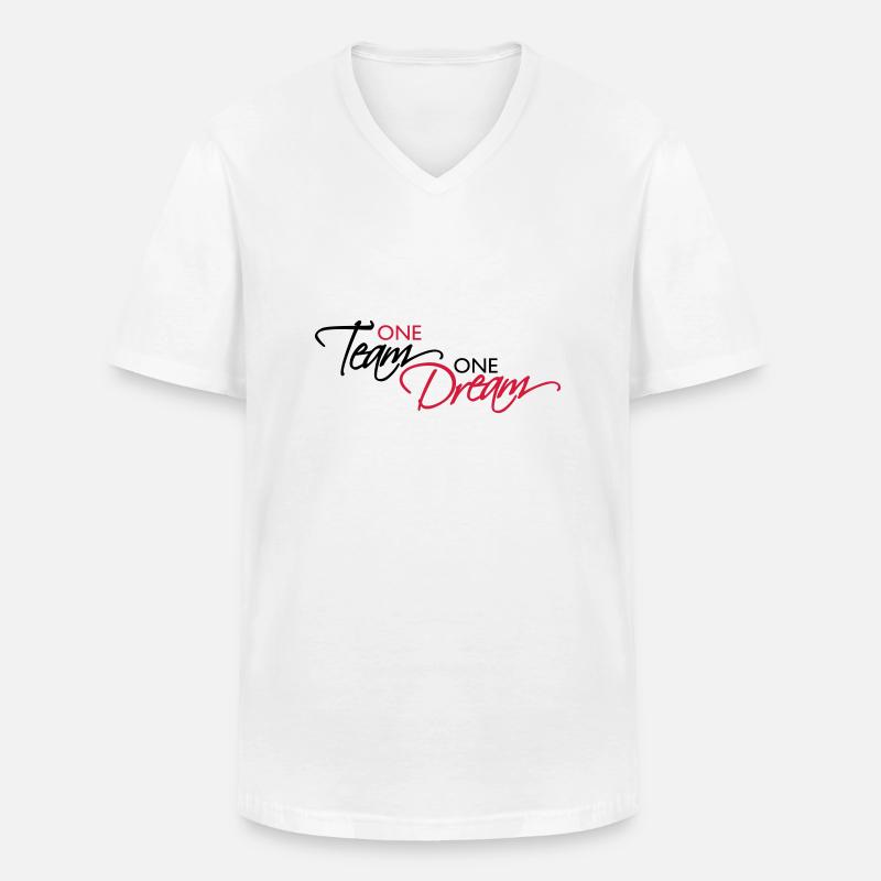 One Team Schriftzug - Männer-T-Shirt mit V-Ausschnitt - Weiß