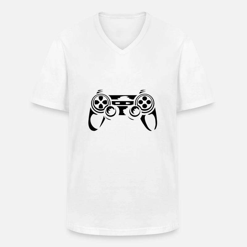 Controller Retro Konsole Gamer - Männer-T-Shirt mit V-Ausschnitt - Weiß