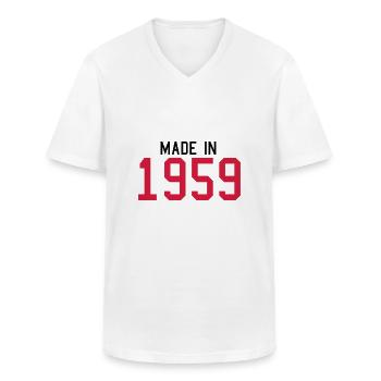 1959 - Männer-T-Shirt mit V-Ausschnitt - Weiß - Vorne - AI Model Male 185 light (185cm)