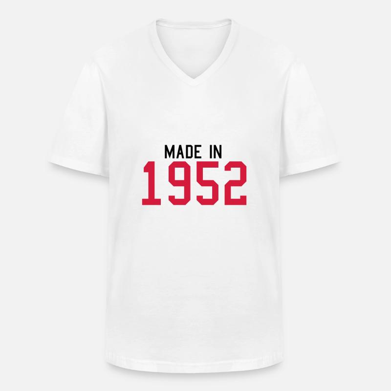 1952 - Männer-T-Shirt mit V-Ausschnitt - Weiß