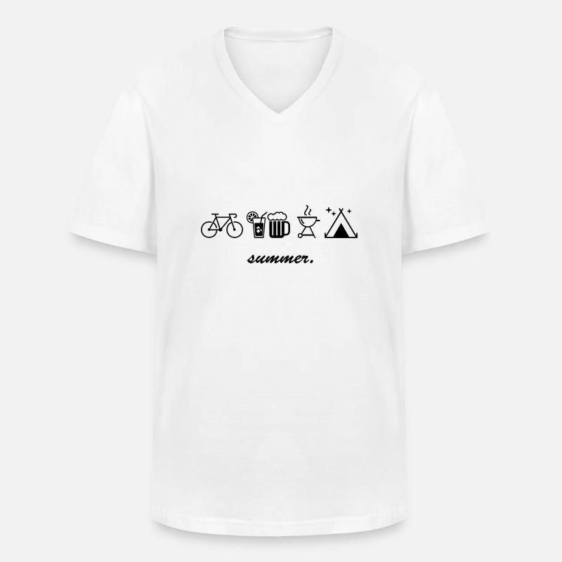 summer. - Männer-T-Shirt mit V-Ausschnitt - Weiß