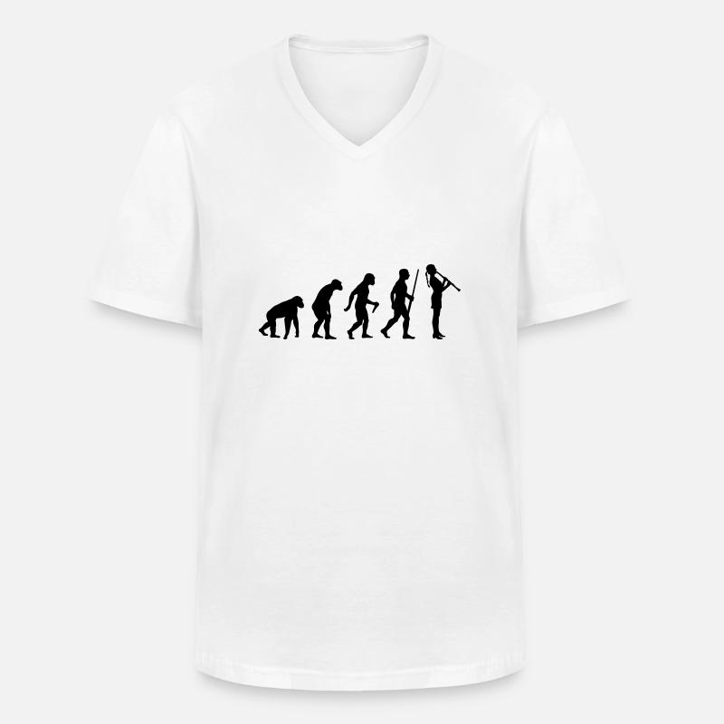 Clarinetist Evolution - Männer-T-Shirt mit V-Ausschnitt - Weiß