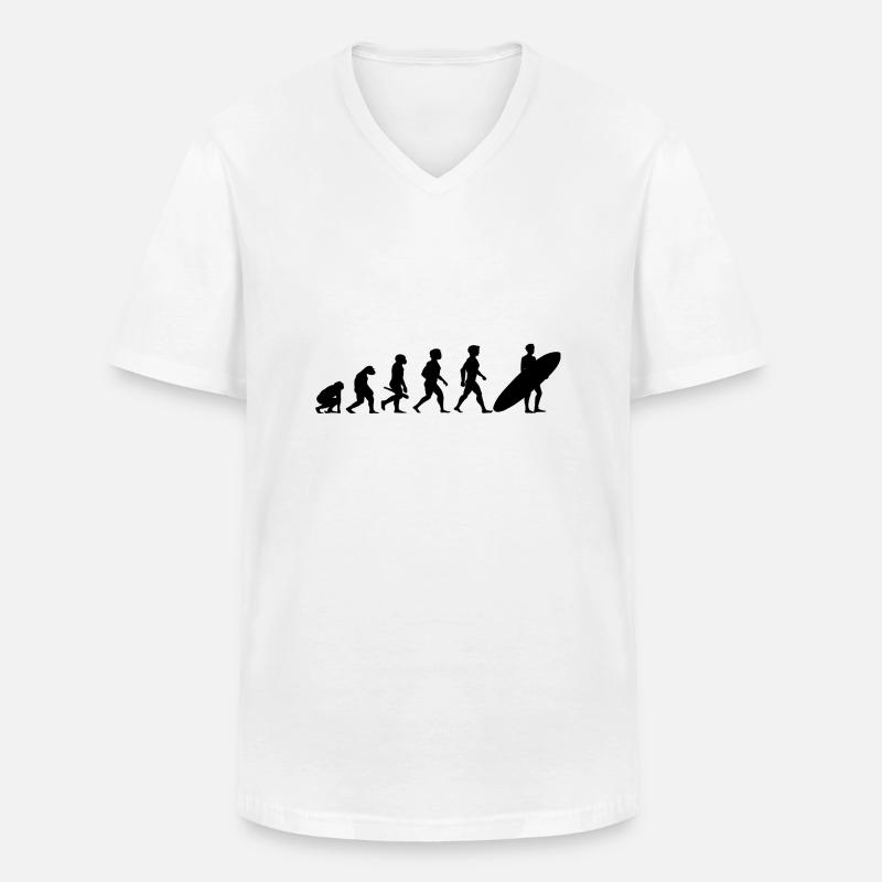 Evolution Surf Surfers surf surf - T-shirt col V Homme - blanc