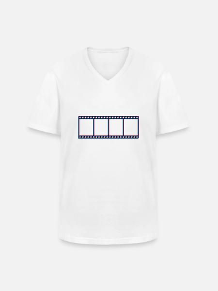 3d movie film reel video movie cinema look watch - Men's V-Neck T-Shirt - white