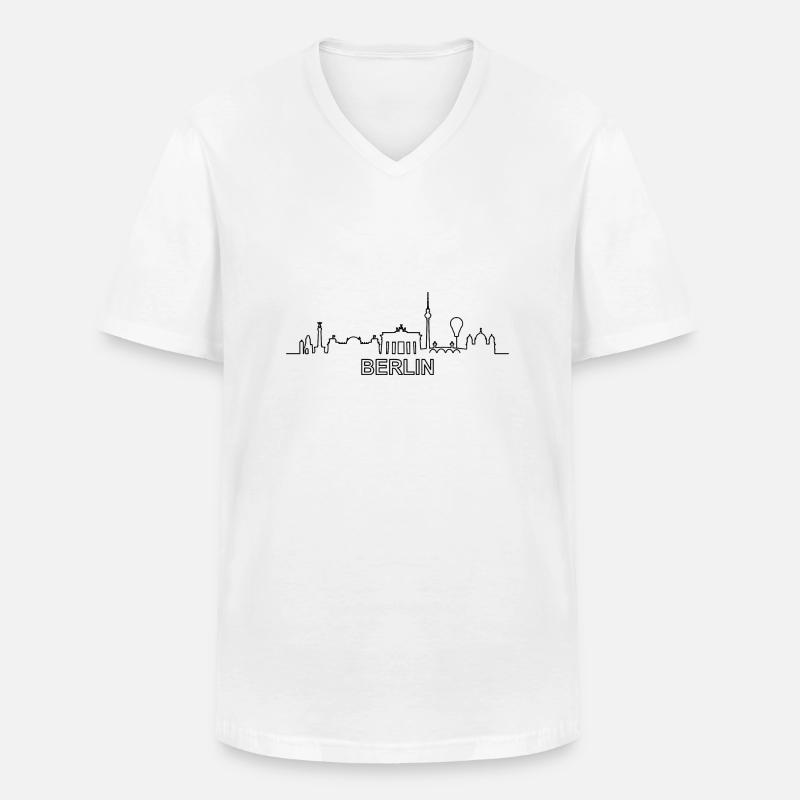 Skyline - Berlin - Männer-T-Shirt mit V-Ausschnitt - Weiß