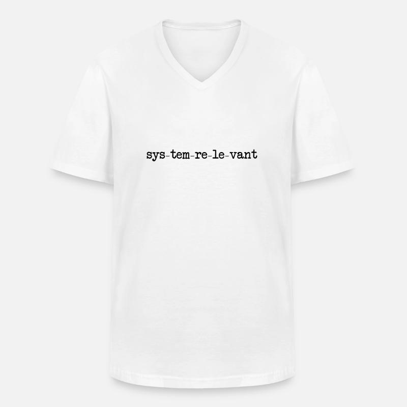 systemrelevant - Männer-T-Shirt mit V-Ausschnitt - Weiß