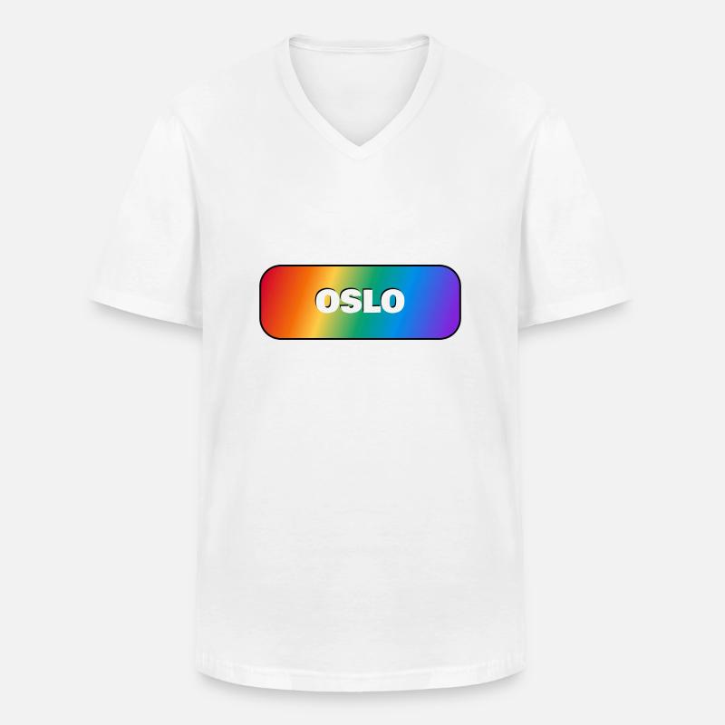 OSLO PRIDE REGENBOGEN - Männer-T-Shirt mit V-Ausschnitt - Weiß