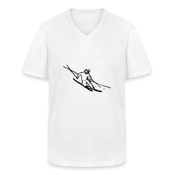 Telemark-Skifahrer - Männer-T-Shirt mit V-Ausschnitt - Weiß - Vorne - AI Model Male 185 light (185cm)