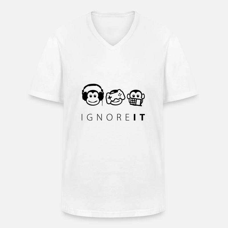 ignore it - Männer-T-Shirt mit V-Ausschnitt - Weiß