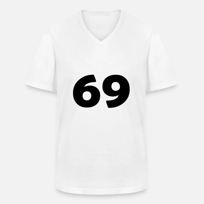 69 - Männer-T-Shirt mit V-Ausschnitt - Weiß
