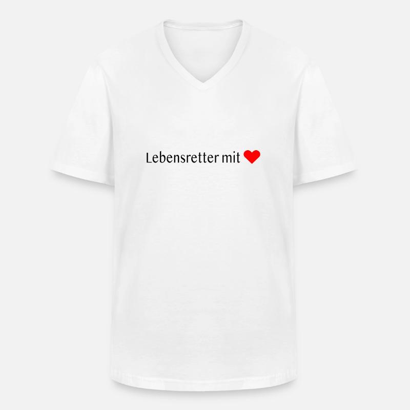 Lebensretter mit ❤️ - Männer-T-Shirt mit V-Ausschnitt - Weiß