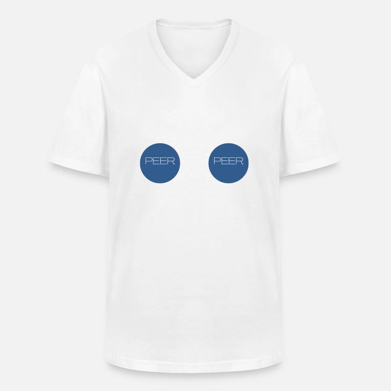 peer to peer - Männer-T-Shirt mit V-Ausschnitt - Weiß