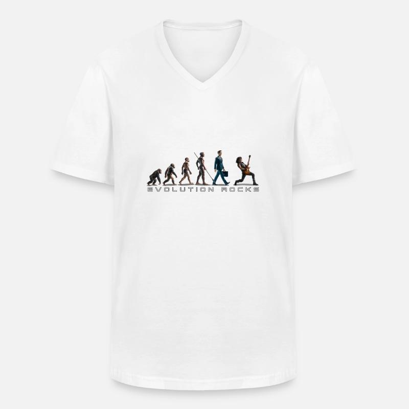 Evolution Guitar Player - Männer-T-Shirt mit V-Ausschnitt - Weiß