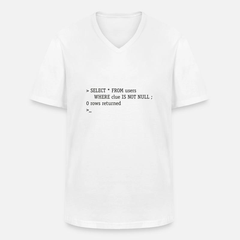 SQL No Clue - Männer-T-Shirt mit V-Ausschnitt - Weiß