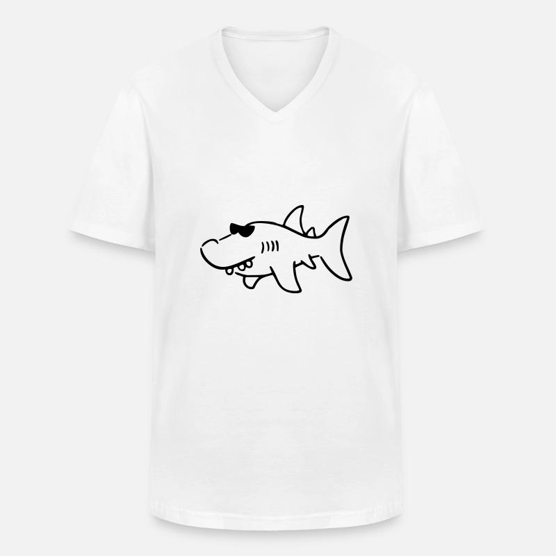 Hai - Männer-T-Shirt mit V-Ausschnitt - Weiß