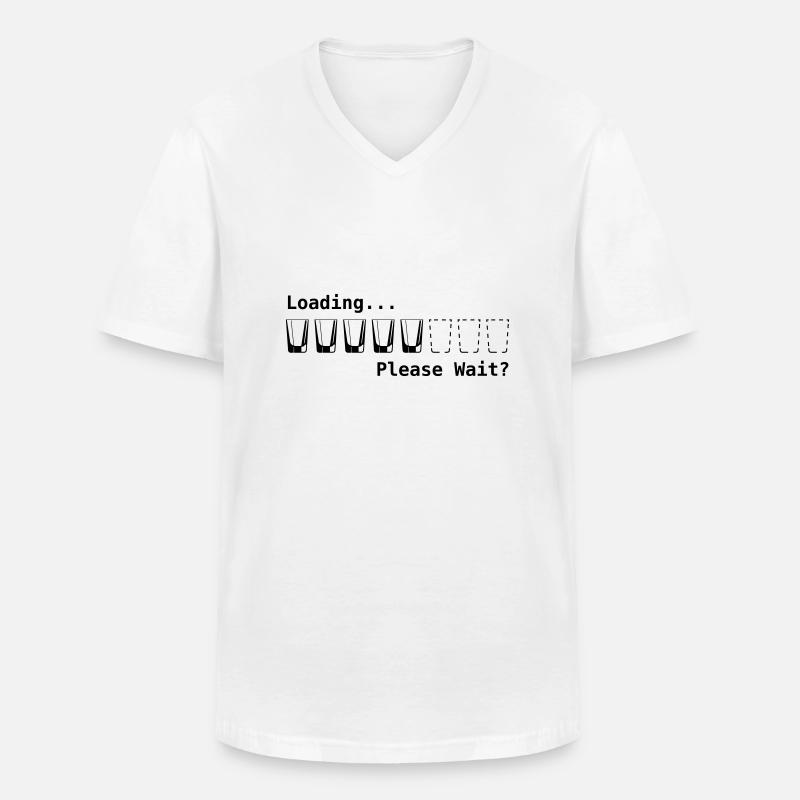 loading please wait - Männer-T-Shirt mit V-Ausschnitt - Weiß