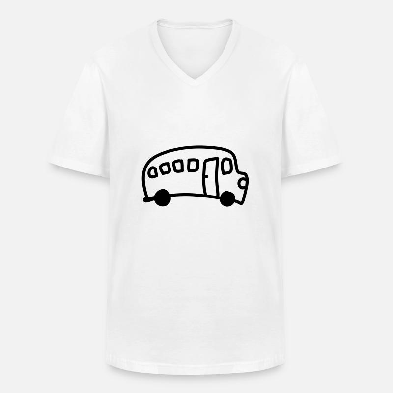 Bus - Line - Männer-T-Shirt mit V-Ausschnitt - Weiß