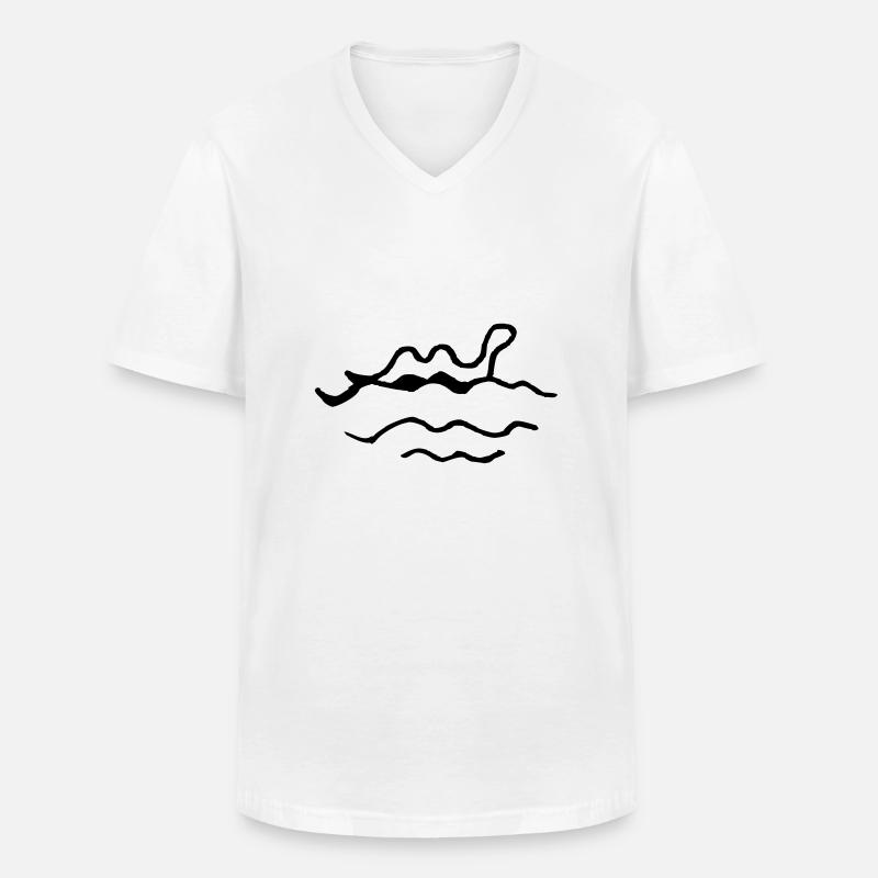 Nessie - Männer-T-Shirt mit V-Ausschnitt - Weiß