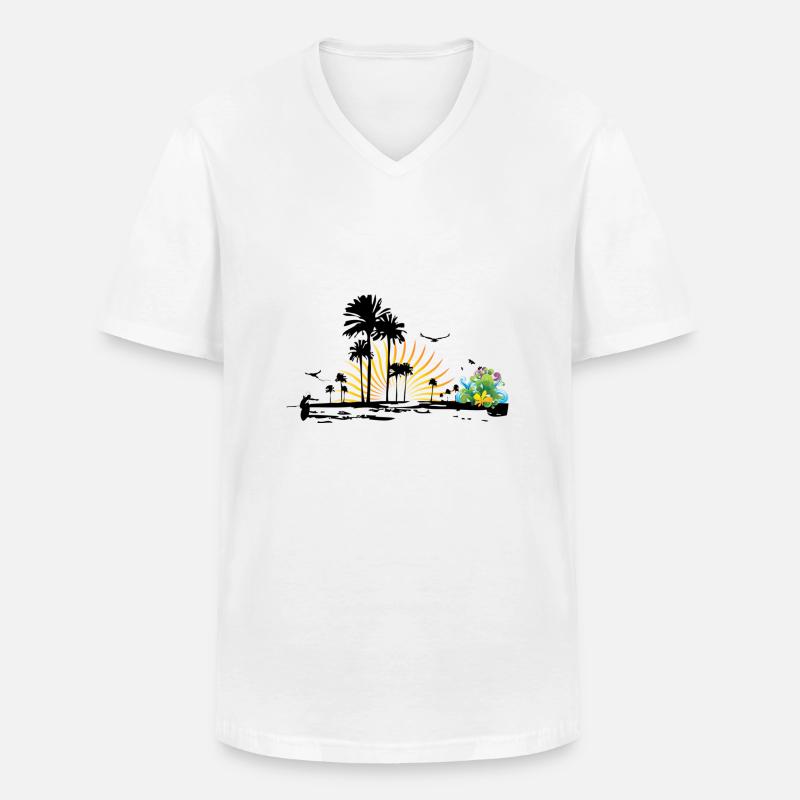 beach - Männer-T-Shirt mit V-Ausschnitt - Weiß