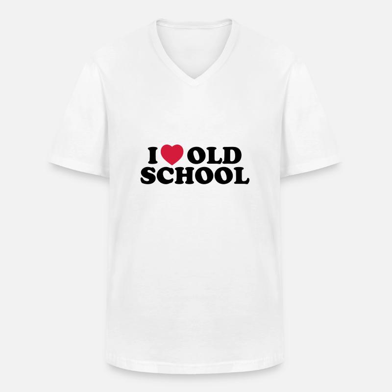 I love old school - Männer-T-Shirt mit V-Ausschnitt - Weiß