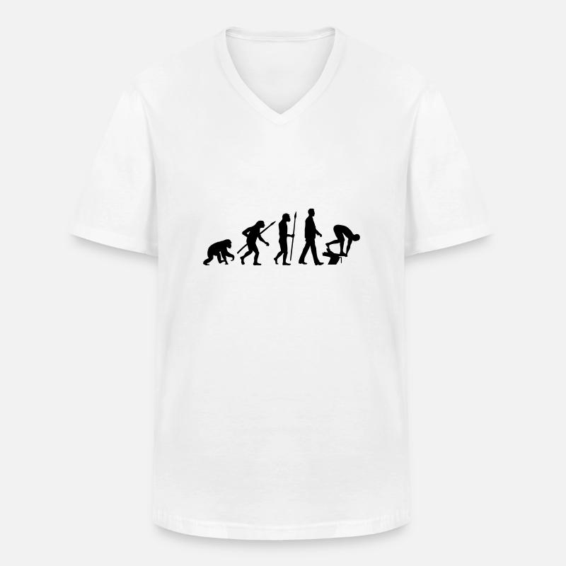 evolution_schwimmer_102012_a_1c - Männer-T-Shirt mit V-Ausschnitt - Weiß