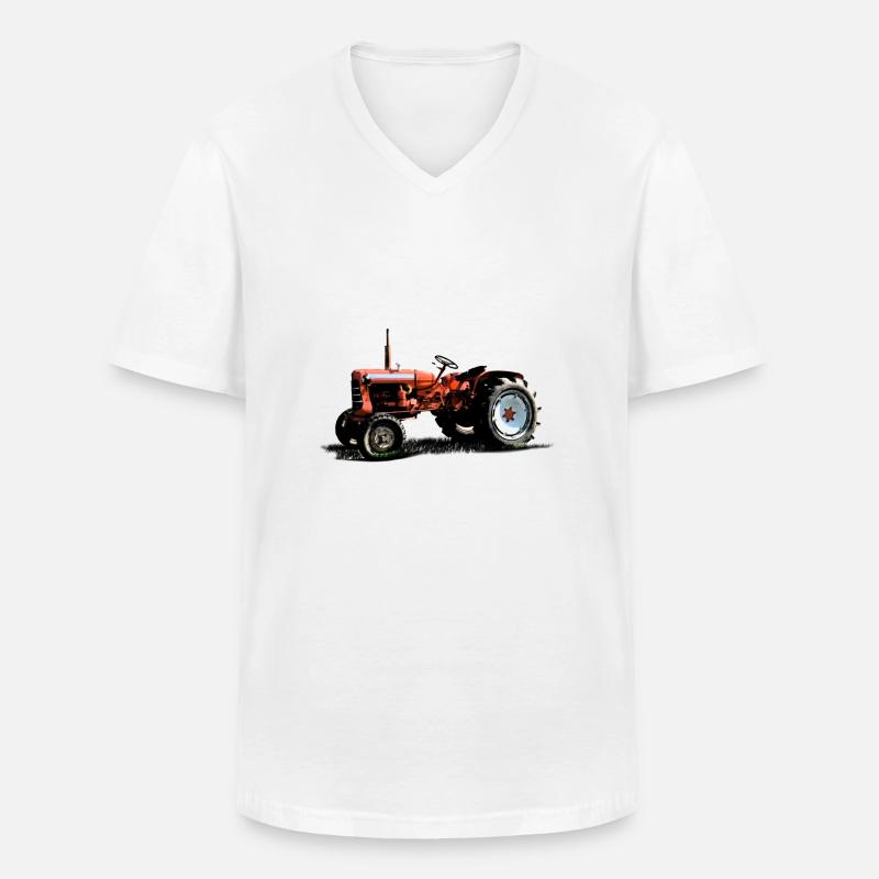Traktor - Männer-T-Shirt mit V-Ausschnitt - Weiß
