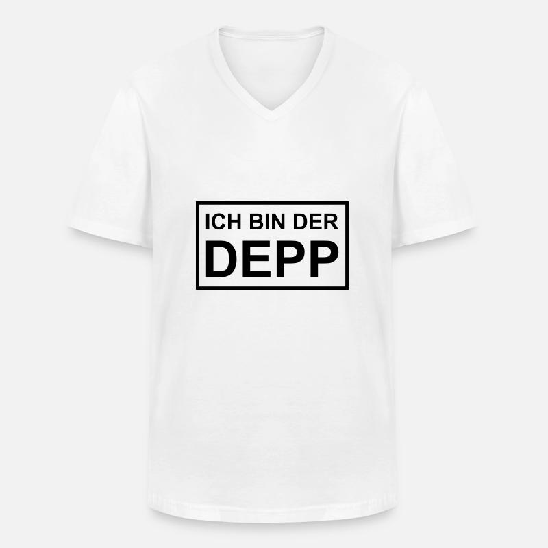 Ich bin der Depp - Schild - Männer-T-Shirt mit V-Ausschnitt - Weiß