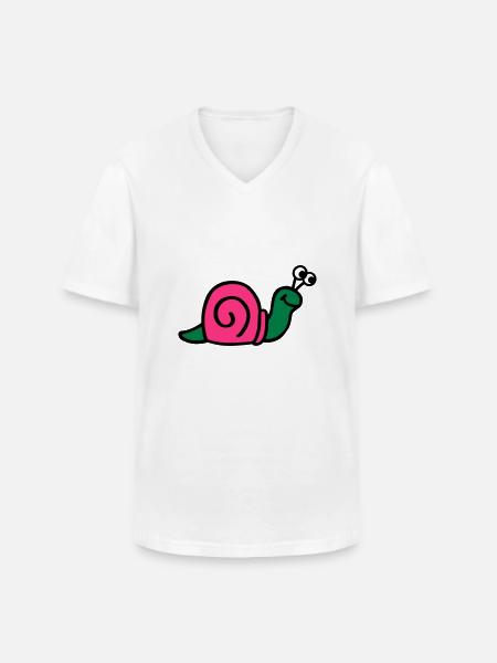 Snail - Men's V-Neck T-Shirt - white