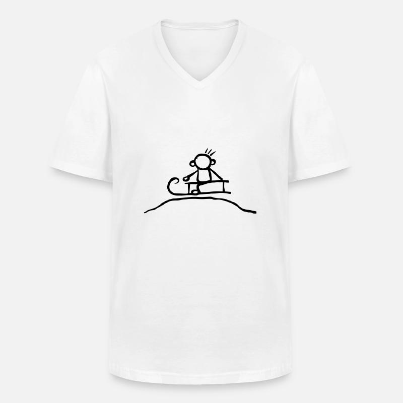 Schlittenfahrt Winter - Männer-T-Shirt mit V-Ausschnitt - Weiß