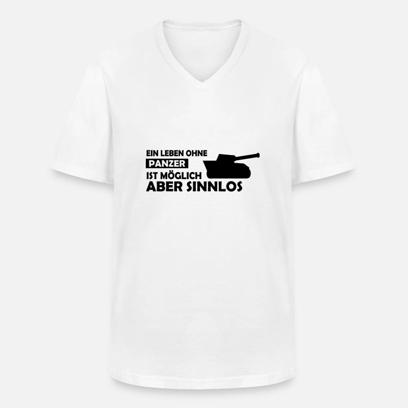 ein leben ohne panzer - Männer-T-Shirt mit V-Ausschnitt - Weiß
