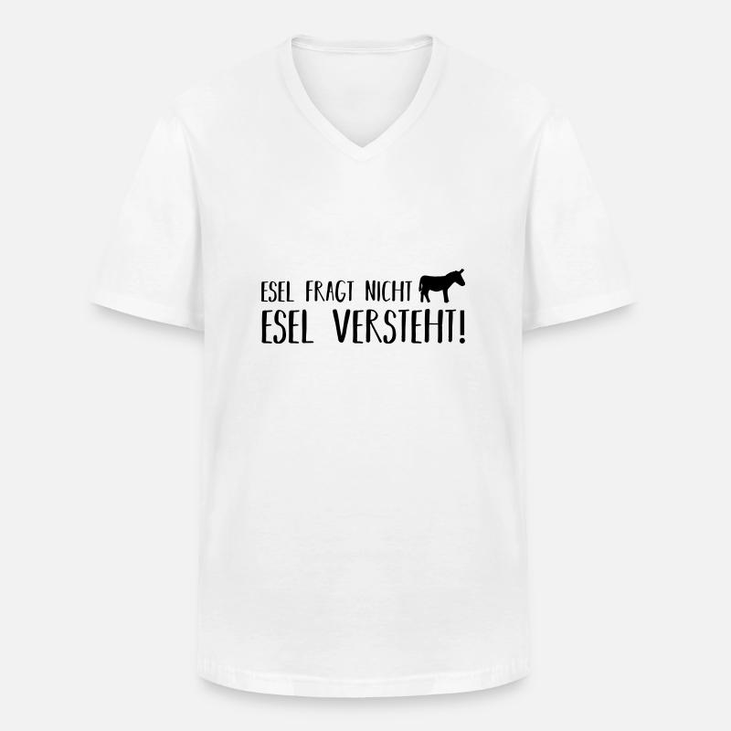 esel fragt nicht esel versteht - Männer-T-Shirt mit V-Ausschnitt - Weiß