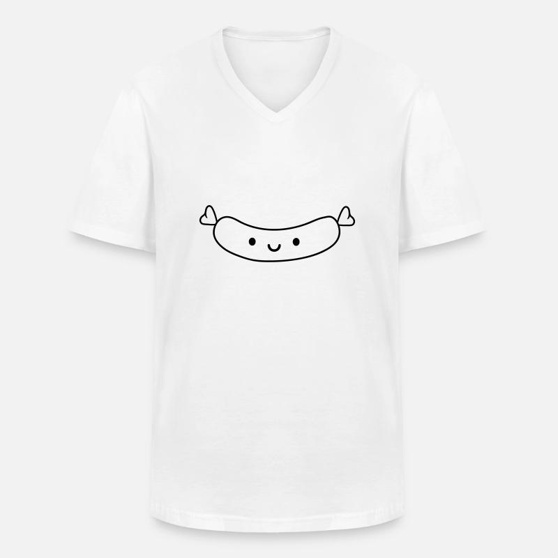 Kleine suesse Wurst - Männer-T-Shirt mit V-Ausschnitt - Weiß