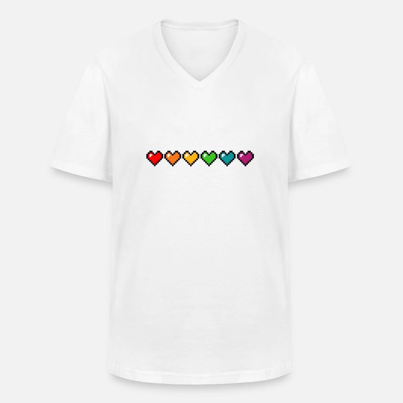 Pride Pixel Hearts - Männer-T-Shirt mit V-Ausschnitt - Weiß
