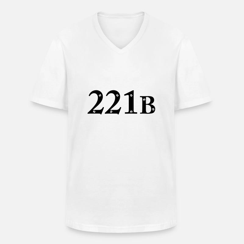 Sherlock Holmes - 221B - Männer-T-Shirt mit V-Ausschnitt - Weiß