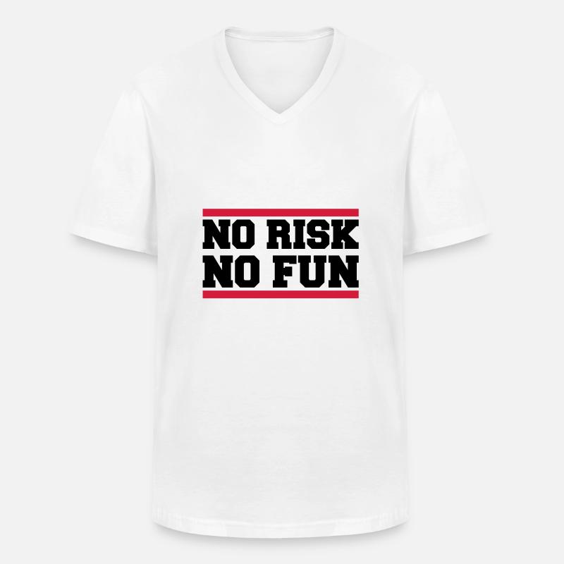 no_risk_no_fun_ay2 - Männer-T-Shirt mit V-Ausschnitt - Weiß