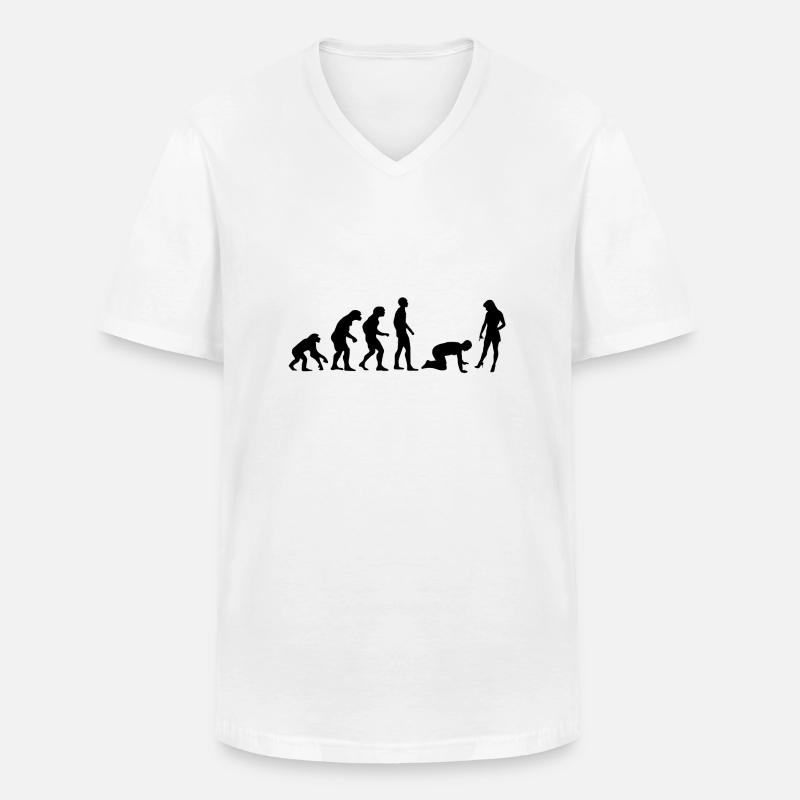 Evolution Mann - Männer-T-Shirt mit V-Ausschnitt - Weiß
