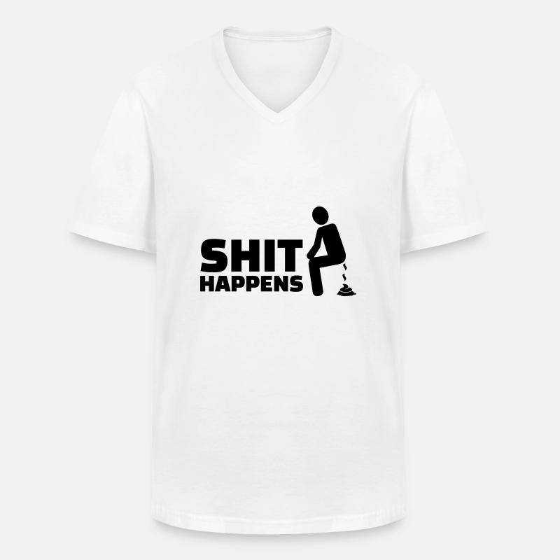 Shit happens - Männer-T-Shirt mit V-Ausschnitt - Weiß