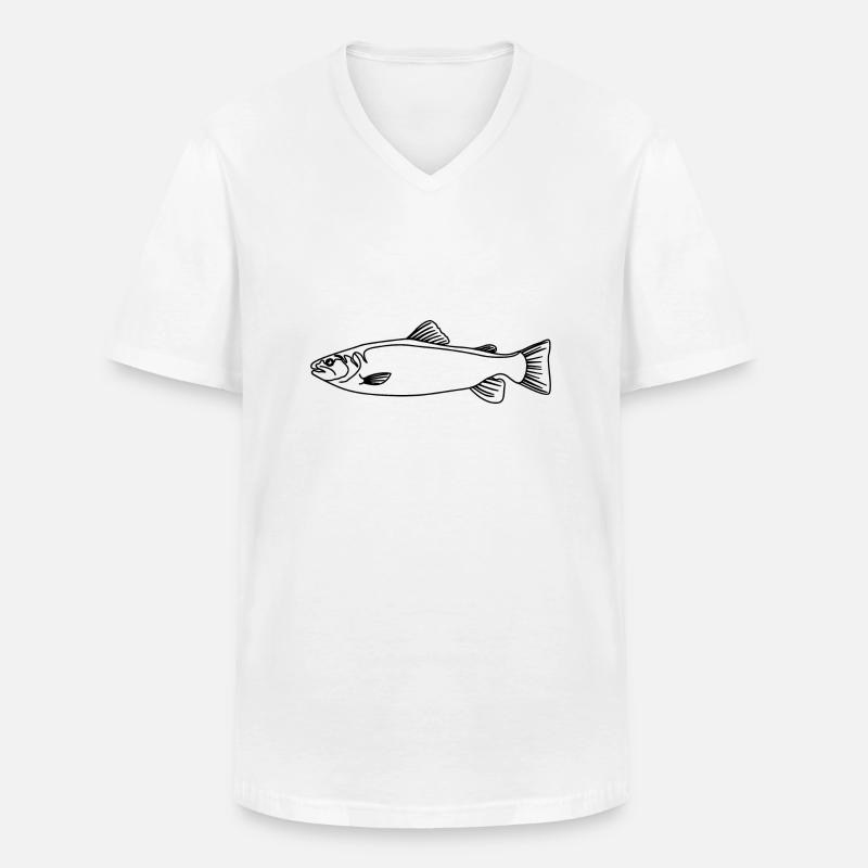 Forelle - Männer-T-Shirt mit V-Ausschnitt - Weiß