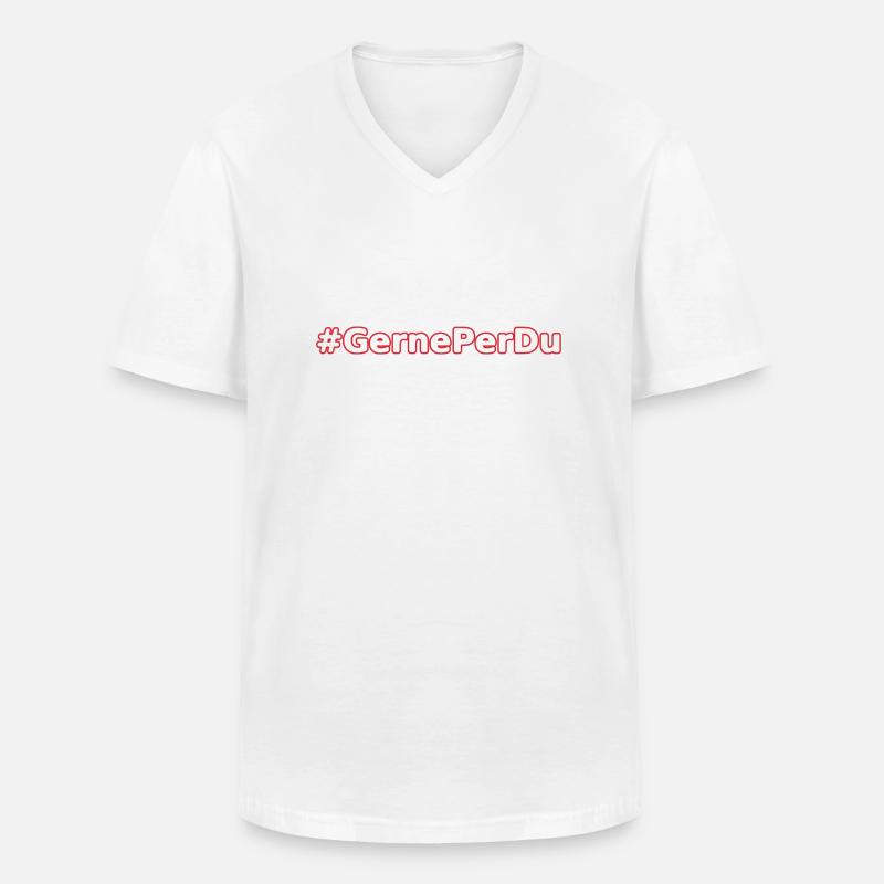 Gerne per Du - Männer-T-Shirt mit V-Ausschnitt - Weiß