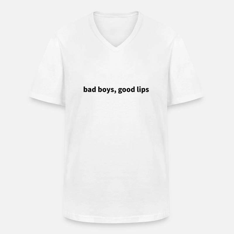 bad boys, good lips - Männer-T-Shirt mit V-Ausschnitt - Weiß