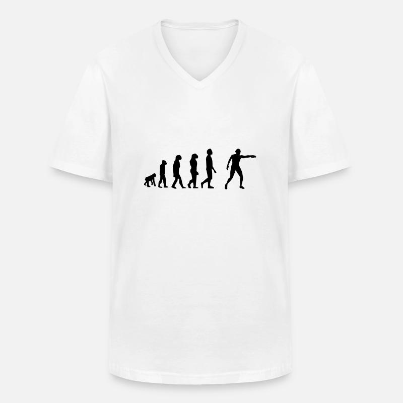Diskuswurf-Evolution - Männer-T-Shirt mit V-Ausschnitt - Weiß