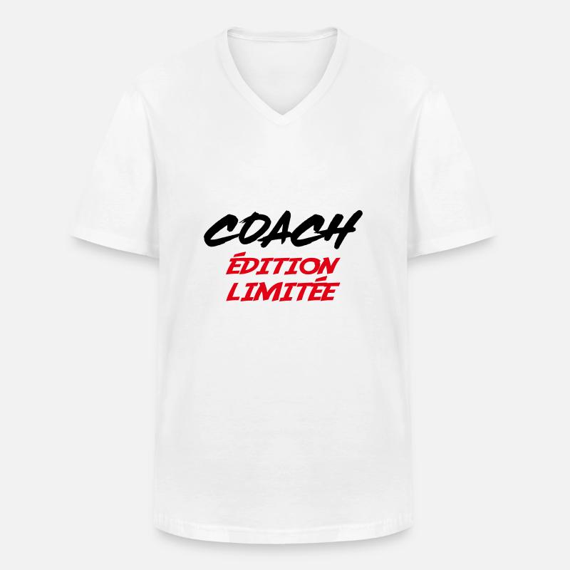 COACH Limitierte Auflage - Männer-T-Shirt mit V-Ausschnitt - Weiß