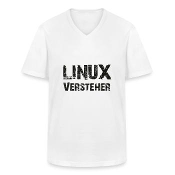 linux understanders - Men's V-Neck T-Shirt - white - Front - AI Model Male 185 light (185cm)
