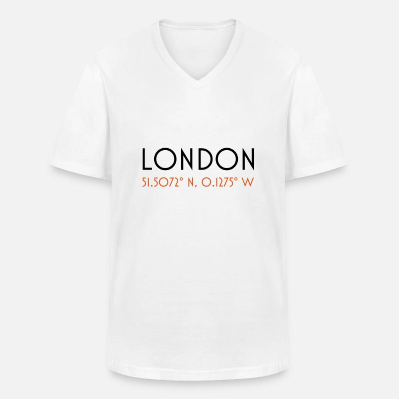 london coordinates - Männer-T-Shirt mit V-Ausschnitt - Weiß