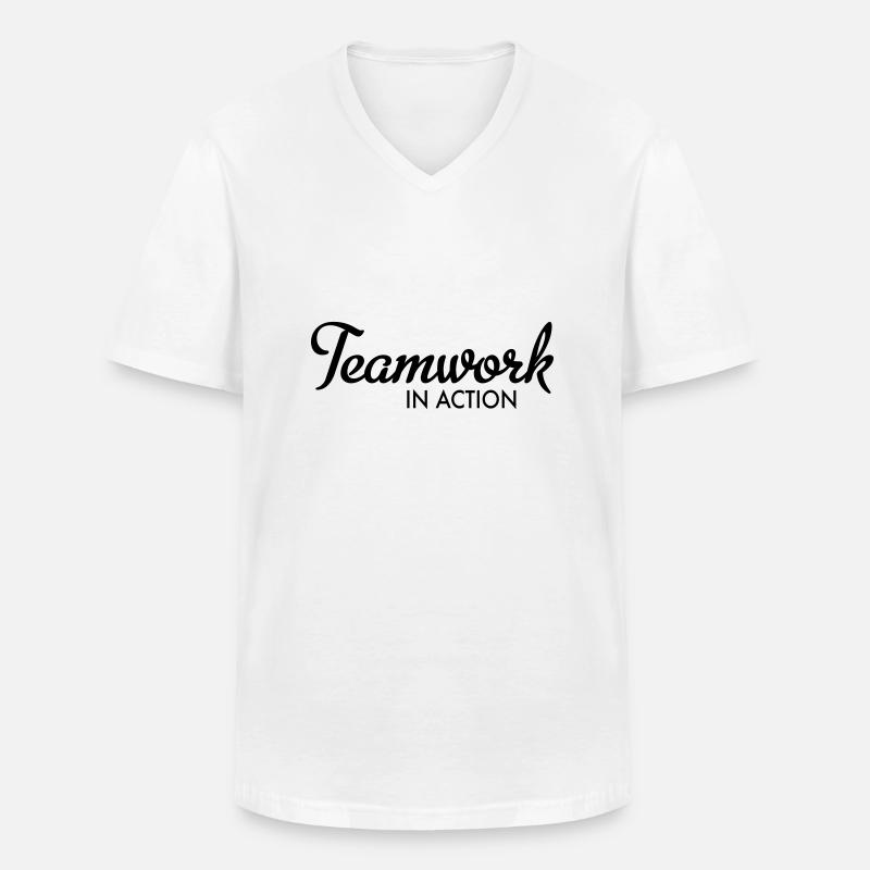 Teamwork - Männer-T-Shirt mit V-Ausschnitt - Weiß